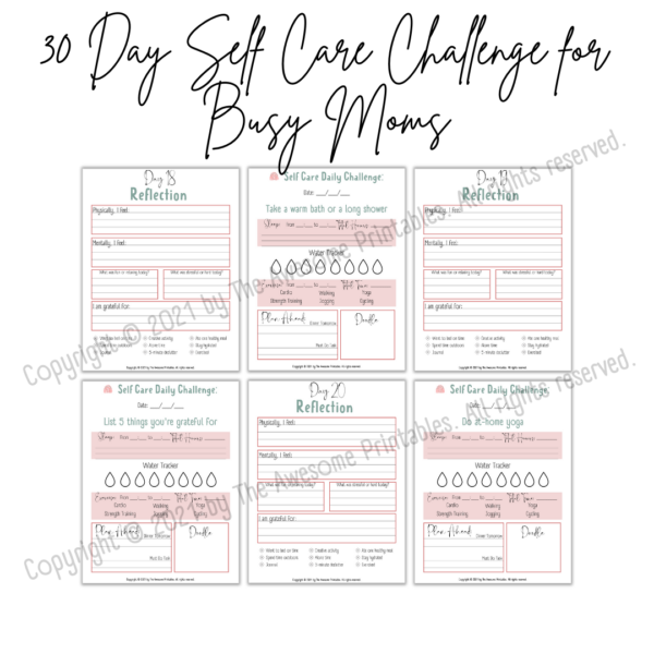 30 Day Self Care Challenge Journal for Busy Moms: US Letter Size, A4, A5 and Happy Planner Classic Size - Image 7