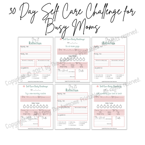 30 Day Self Care Challenge Journal for Busy Moms: US Letter Size, A4, A5 and Happy Planner Classic Size - Image 8