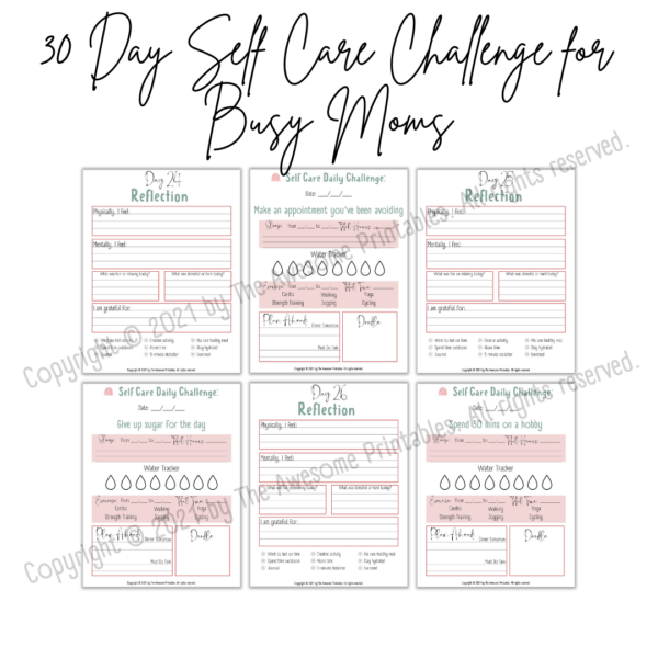 30 Day Self Care Challenge Journal for Busy Moms: US Letter Size, A4, A5 and Happy Planner Classic Size - Image 9