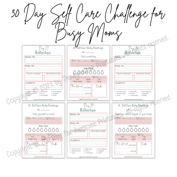 30 Day Self Care Challenge Journal for Busy Moms: US Letter Size, A4, A5 and Happy Planner Classic Size - Image 10