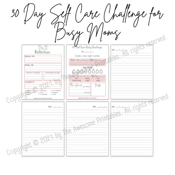 30 Day Self Care Challenge Journal for Busy Moms: US Letter Size, A4, A5 and Happy Planner Classic Size - Image 11