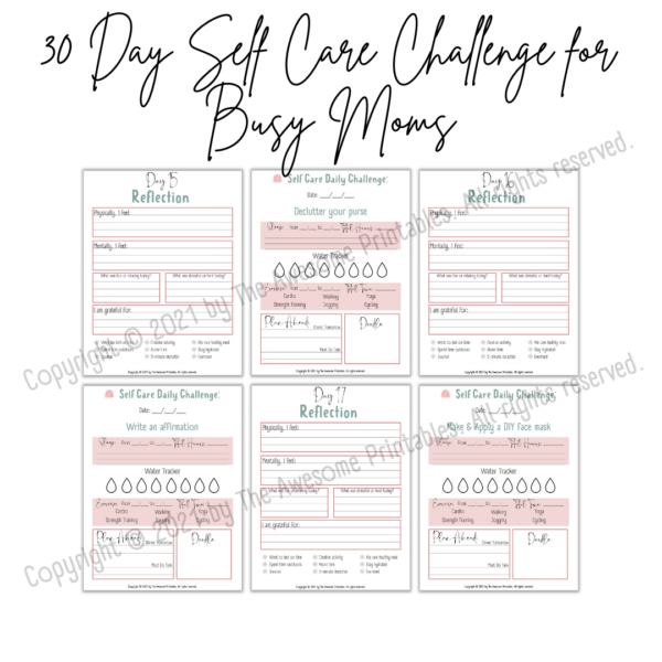 30 Day Self Care Challenge Journal for Busy Moms: US Letter Size, A4, A5 and Happy Planner Classic Size - Image 6